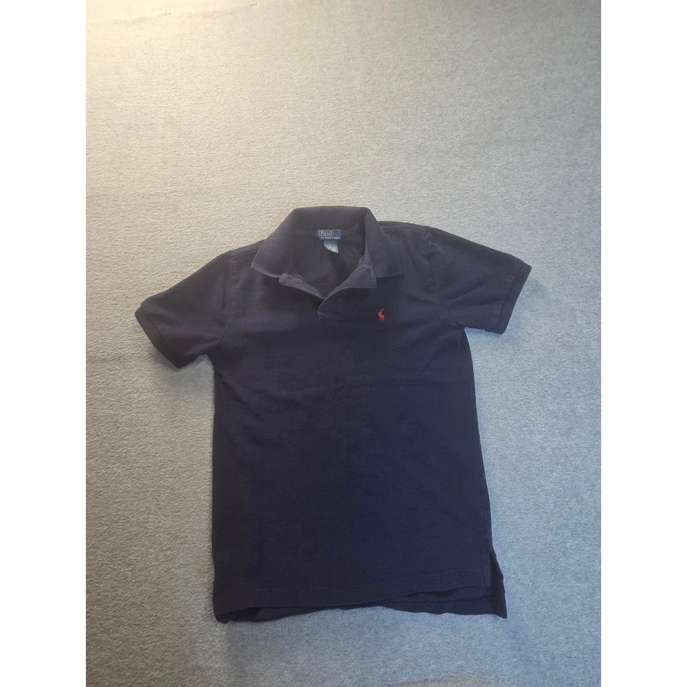 Polo Ralph‎ Lauren Mens Navy Blue Pique Cotton Short Sleeve Polo Shirt M 10-12